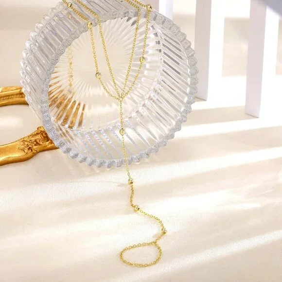 Dainty Gold Ankle Bracelet Brass Bead Chain Adjustable Foot Jewelry Gift - Picture 6 of 9